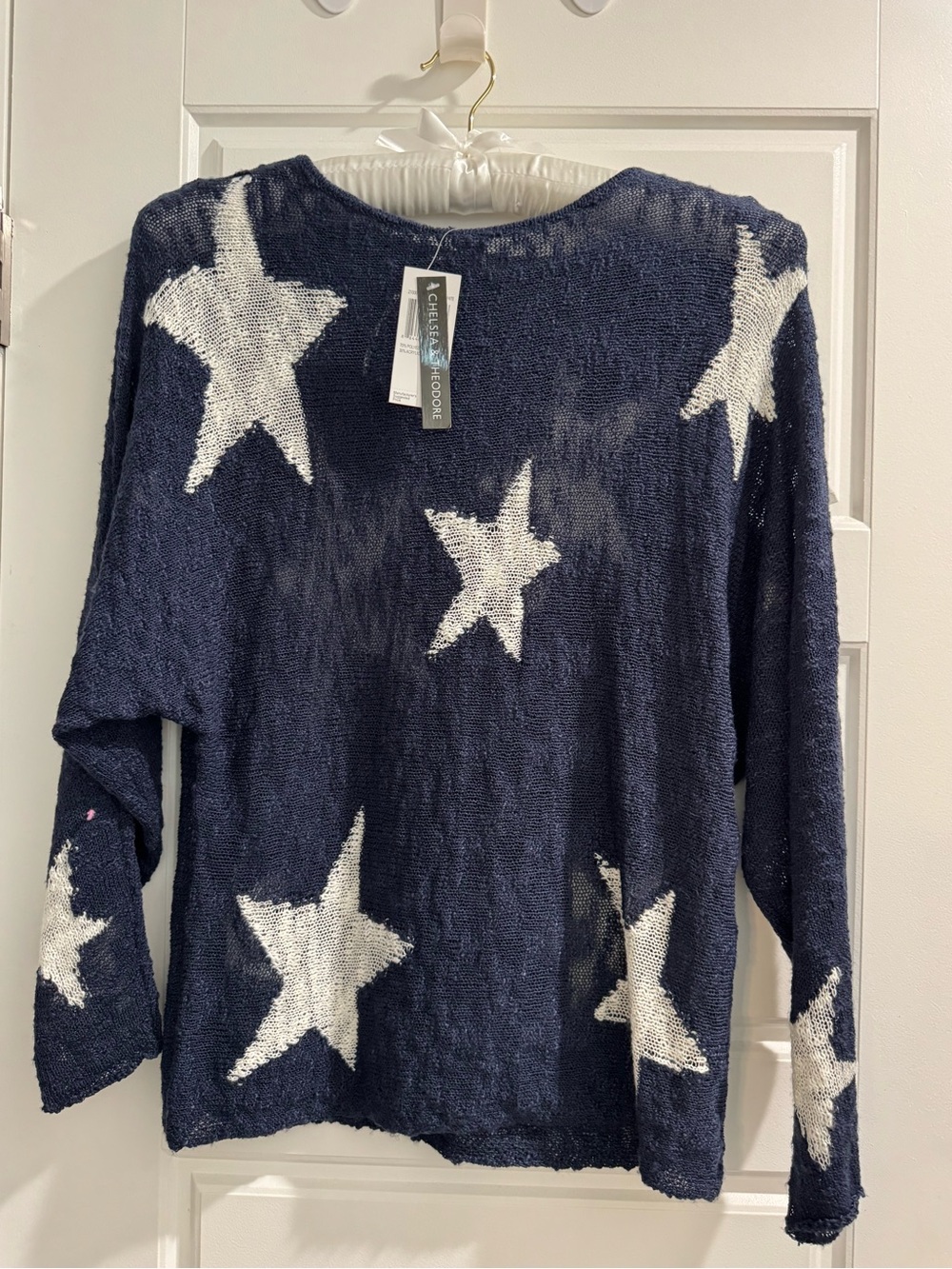 Chelsea & Theodore Navy Knit Star Pullover Sweater